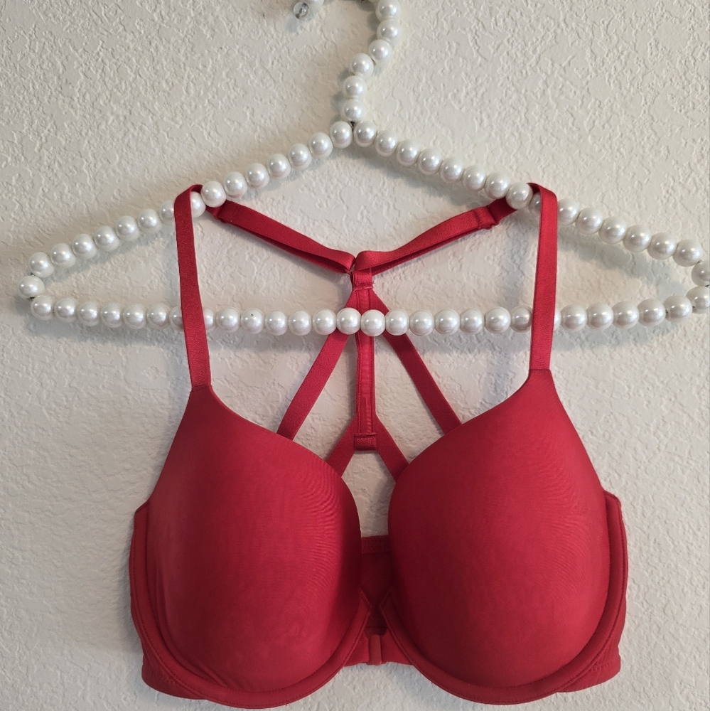 Victoria's Secret Strappy Racer Back Red Bra 32DD